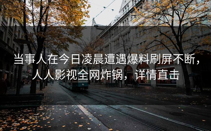 当事人在今日凌晨遭遇爆料刷屏不断，人人影视全网炸锅，详情直击