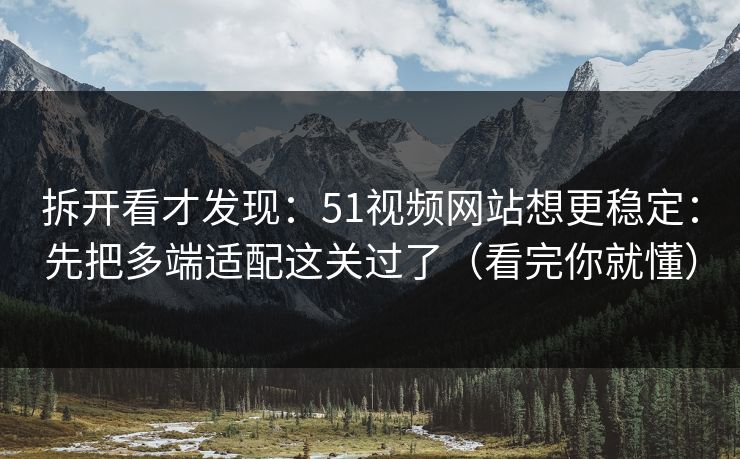 拆开看才发现：51视频网站想更稳定：先把多端适配这关过了（看完你就懂）