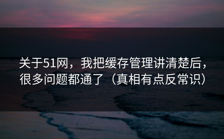 关于51网，我把缓存管理讲清楚后，很多问题都通了（真相有点反常识）