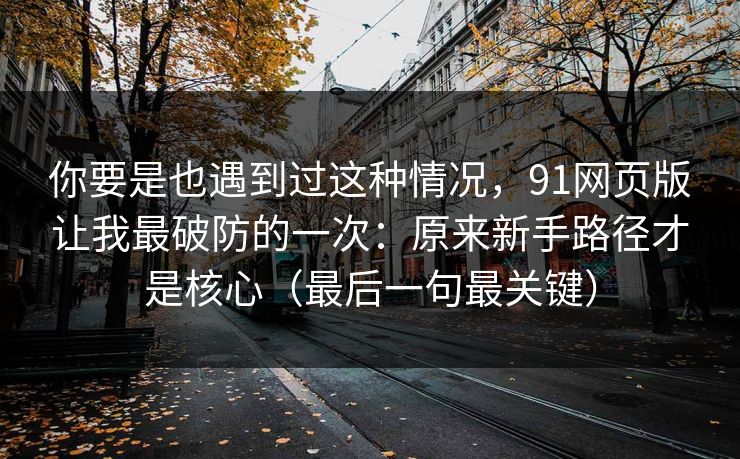你要是也遇到过这种情况，91网页版让我最破防的一次：原来新手路径才是核心（最后一句最关键）