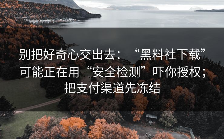 别把好奇心交出去：“黑料社下载”可能正在用“安全检测”吓你授权；把支付渠道先冻结